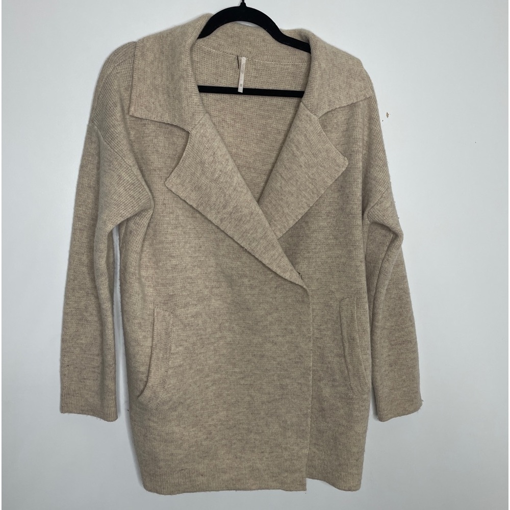 Free people oatmeal wool coat sweater double snap XS